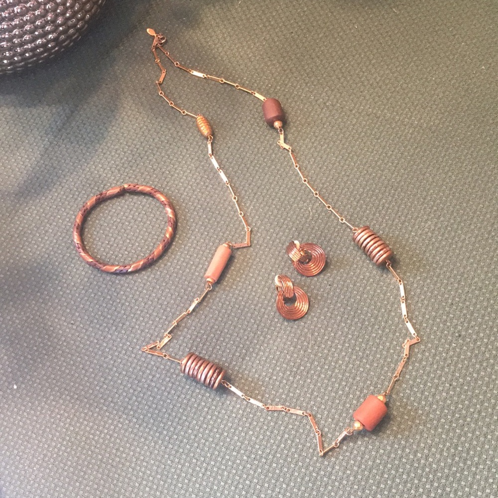 Copper and wood jewelry